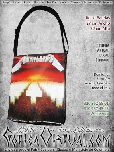 bolso metallica bogota maletas rockeras regalos dama envios medellin cali tunja manizales colombia